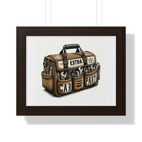 Car Parts Framed Poster, Auto Enthusiast Wall Art, Garage Decor, Mechanic Gift, Automotive Print