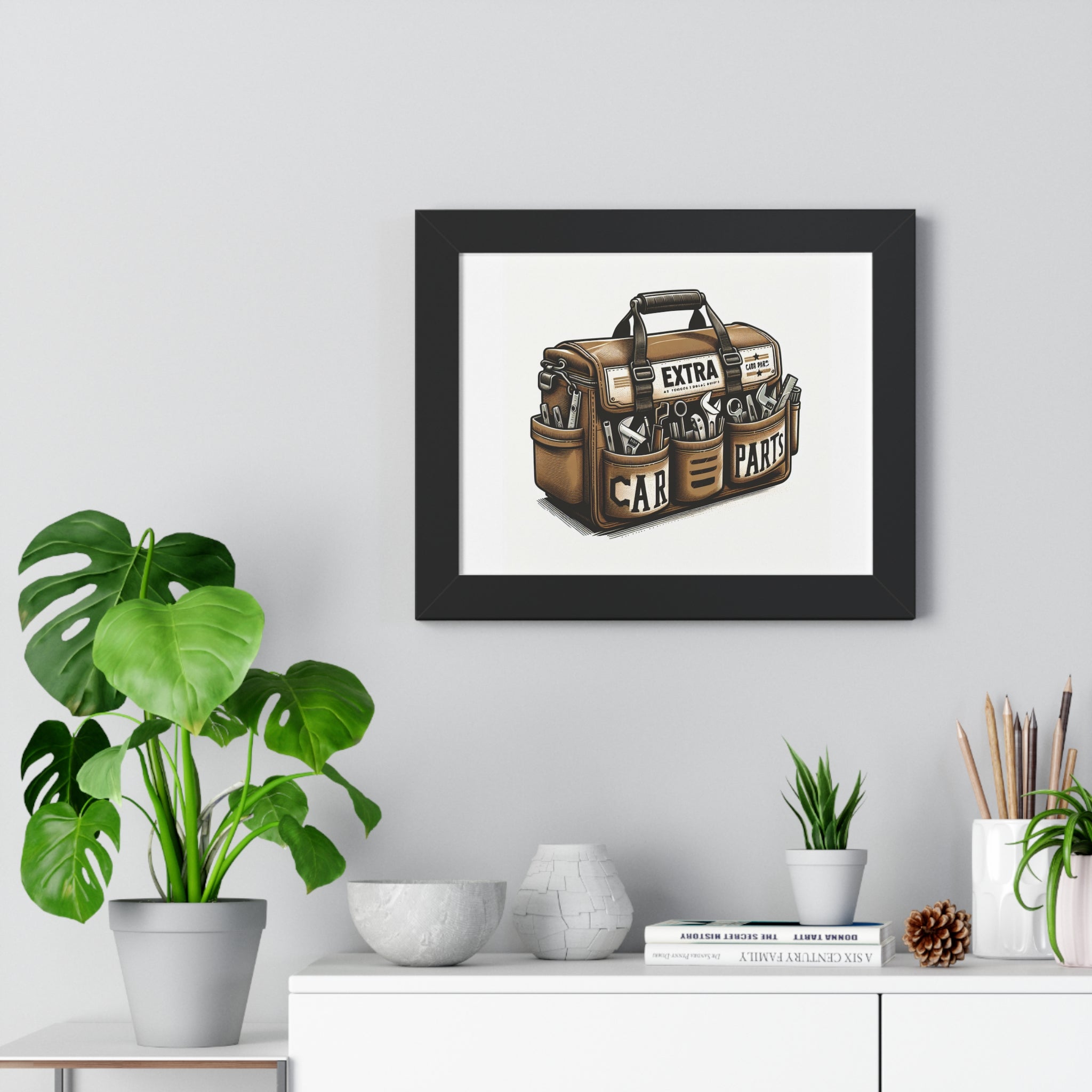 Car Parts Framed Poster, Auto Enthusiast Wall Art, Garage Decor, Mechanic Gift, Automotive Print