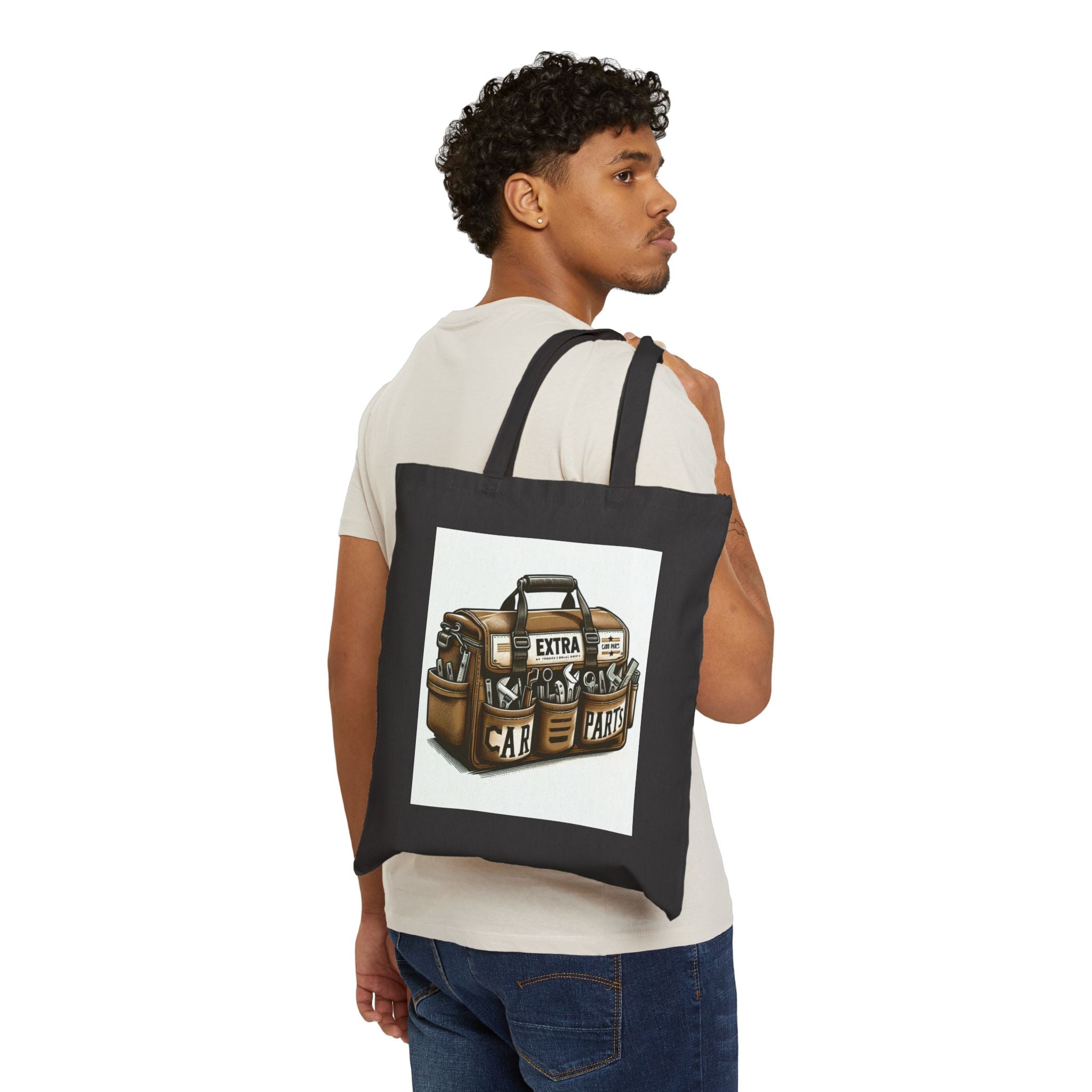Vintage Toolbox Cotton Canvas Tote Bag, Perfect for Gardeners, Mechanics, Craft Lovers, Birthday Gifts, Eco-Friendly Shopping