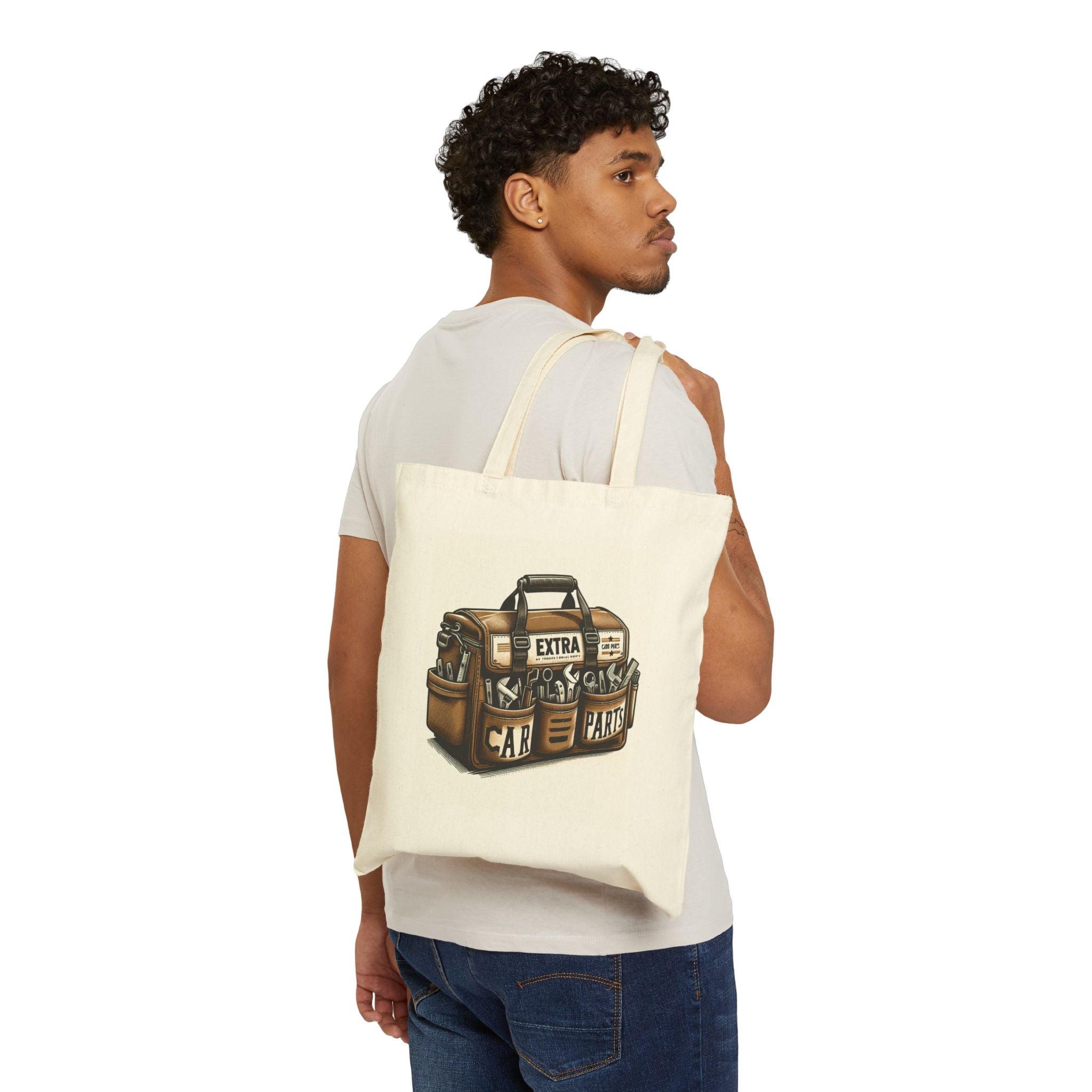 Vintage Toolbox Cotton Canvas Tote Bag, Perfect for Gardeners, Mechanics, Craft Lovers, Birthday Gifts, Eco-Friendly Shopping